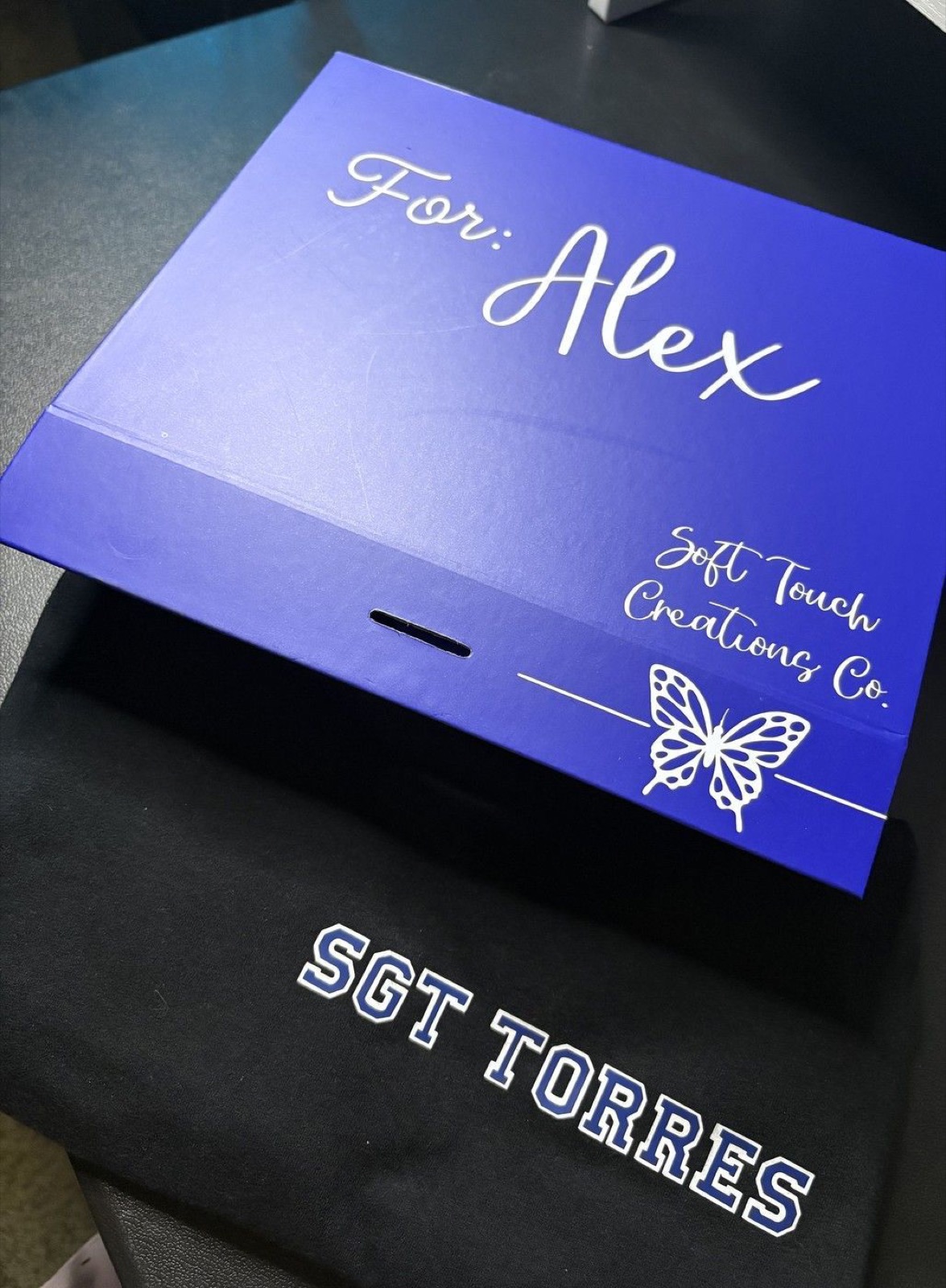 Personalized gift box with a custom SGT Torres military shirt